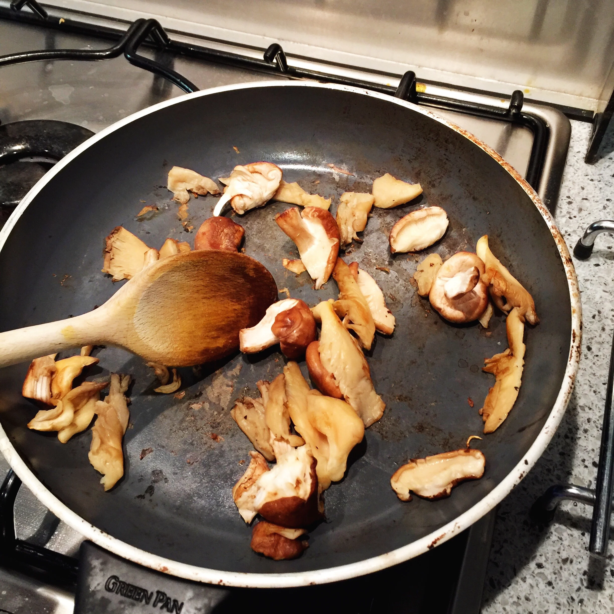 Dry fry your mushrooms to save calories & to avoid them being slimy!