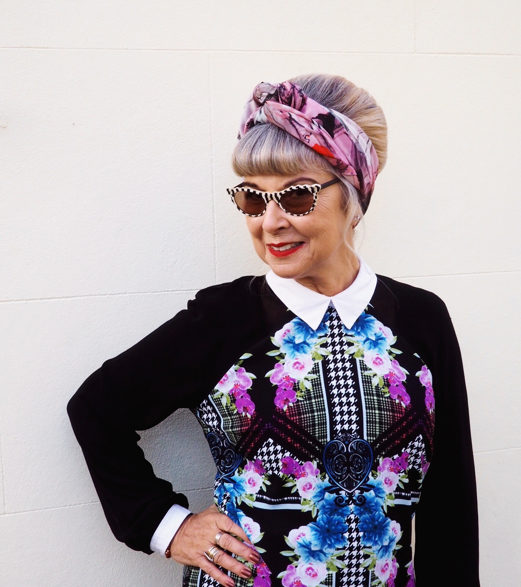 styling up an old dress with vintage sunnies & headscarf