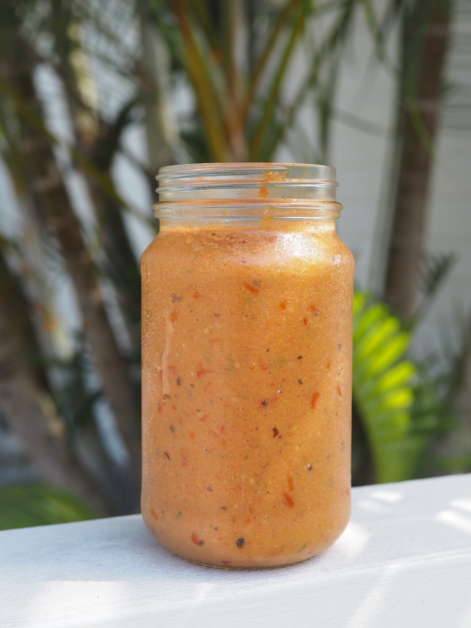 Gazpacho in a glass. Vegan & vegetarian vegetable smoothie.
