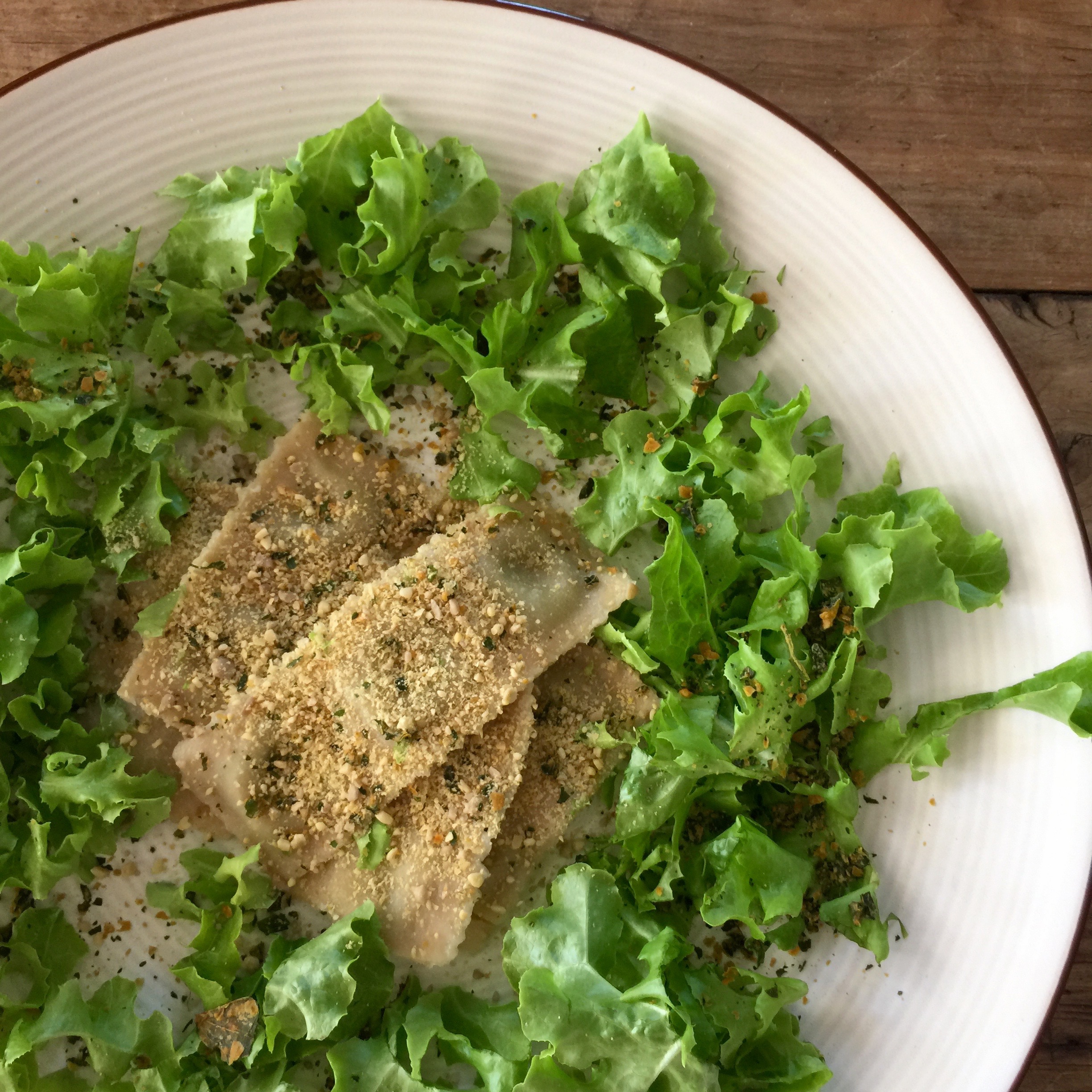 Coconut parmesan completes this vegan pasta meal.