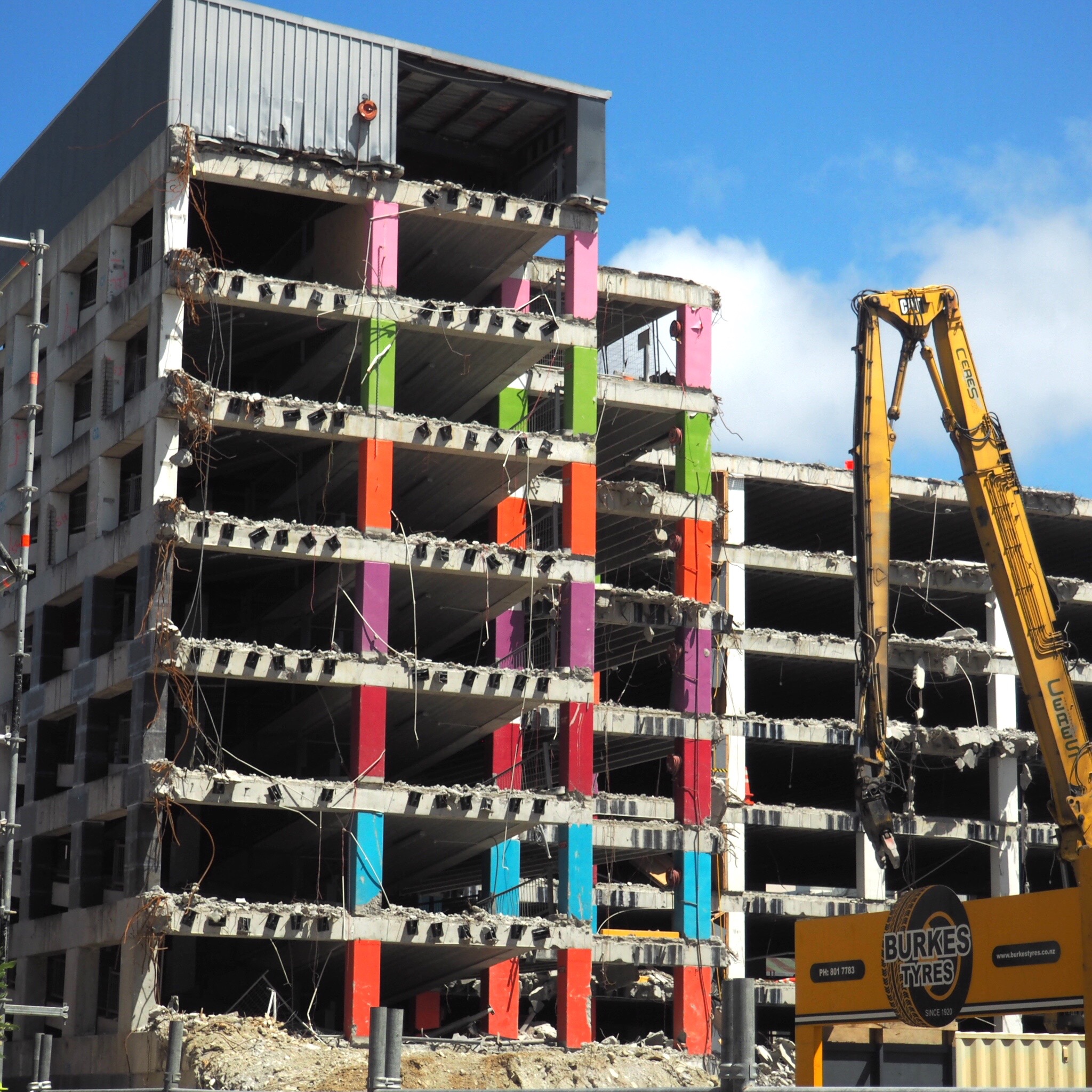 The reading cinema car park. wellington. being demolished because of earthquake damage.