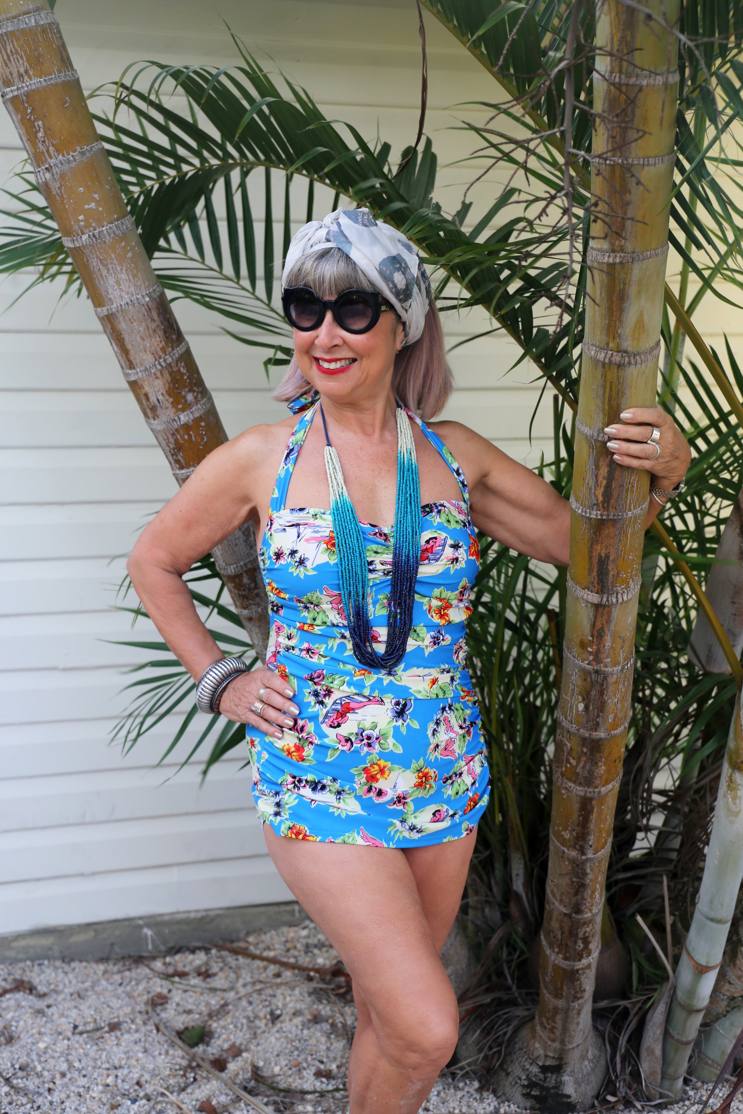 Love my Esther Williams swimsuit, for any age & body type. Fabulous accessories from East Clothing.