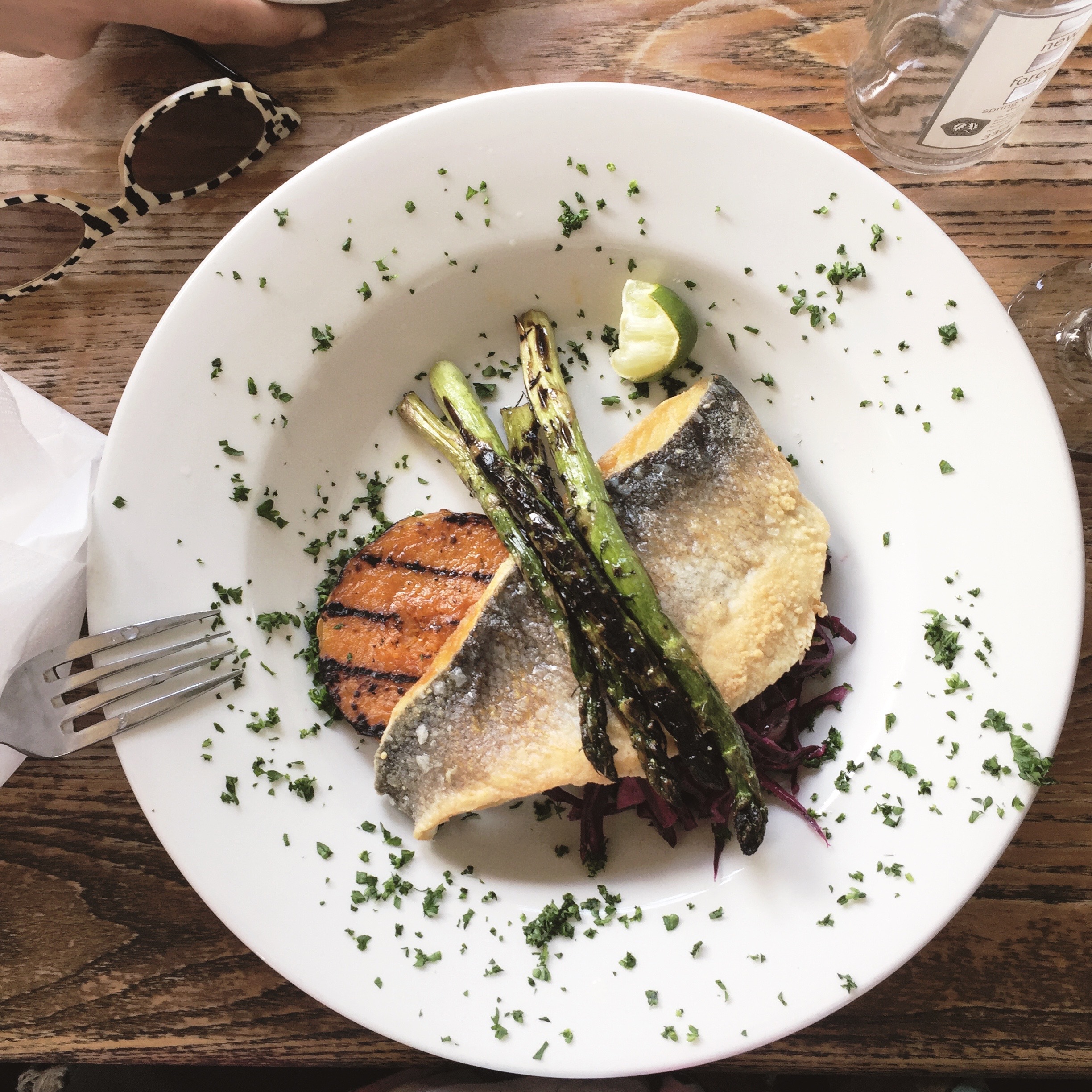 Stock up on your protein & carbs before a festival! Seabass, asparagus & sweet potato.