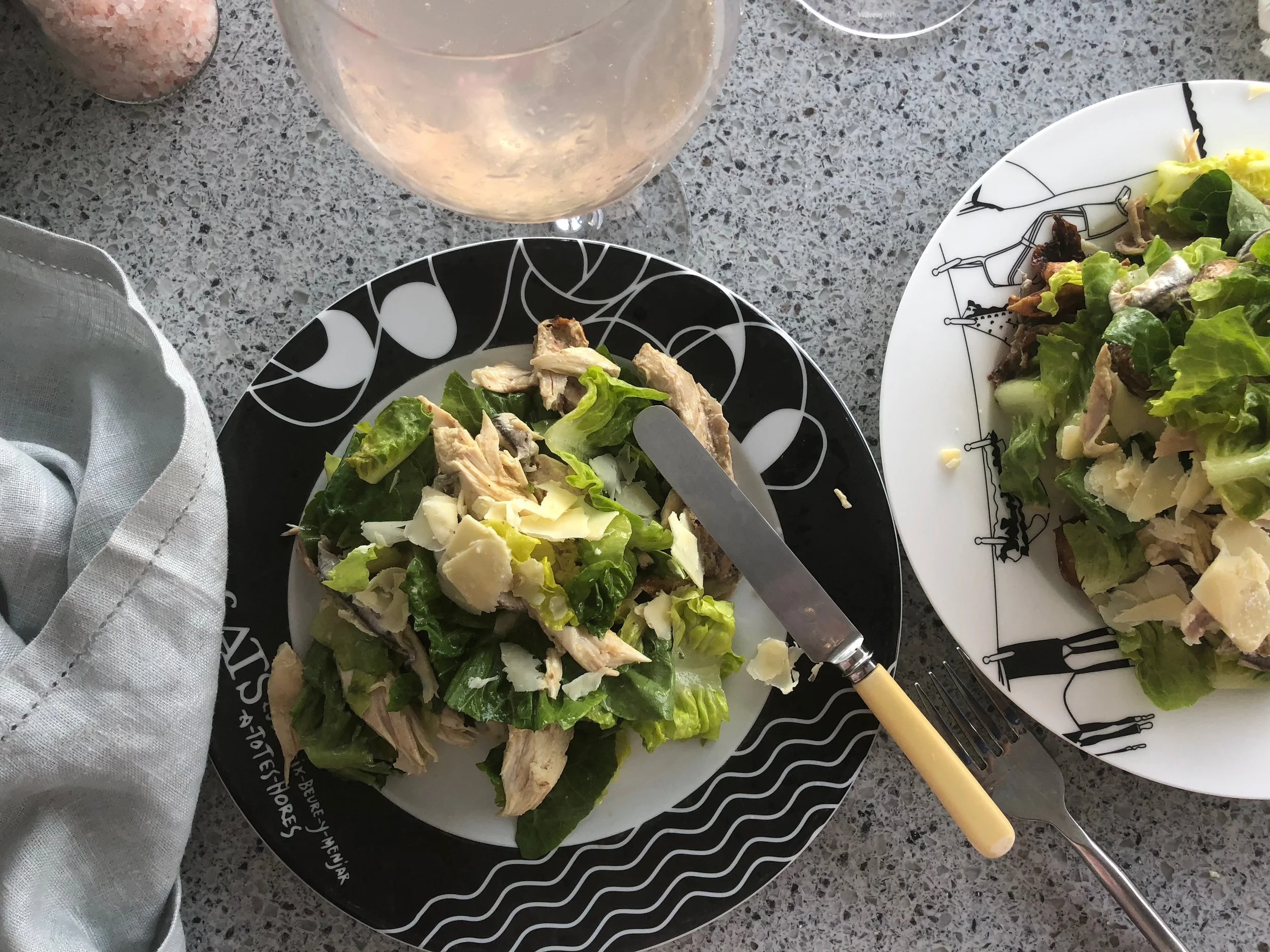 Yummy, quick and easy Caesar Salad with original dressing.