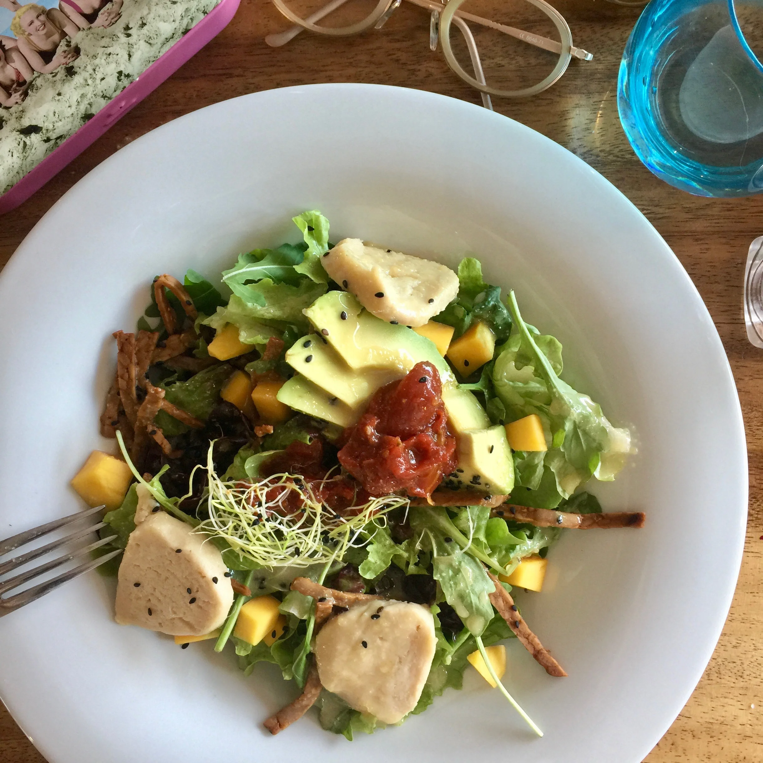 A plate of raw, vegan food. So delicious.