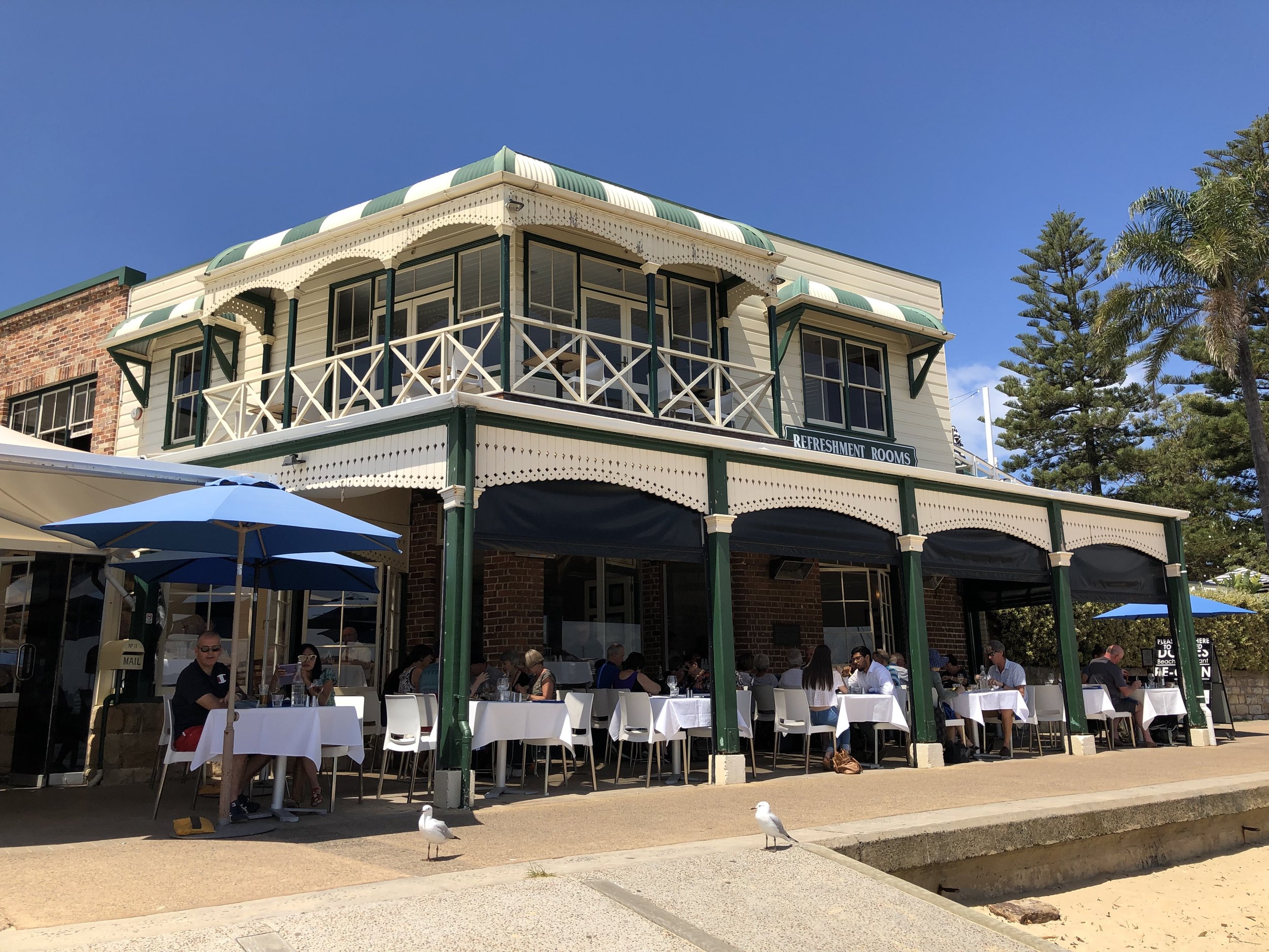 Doyles, on the beach with lovely views of the City.  You take a stunning ferry trip from Circular Quay passing the Sydney Opera House and Harbour Bridge. Just gorgeous on a hot day.