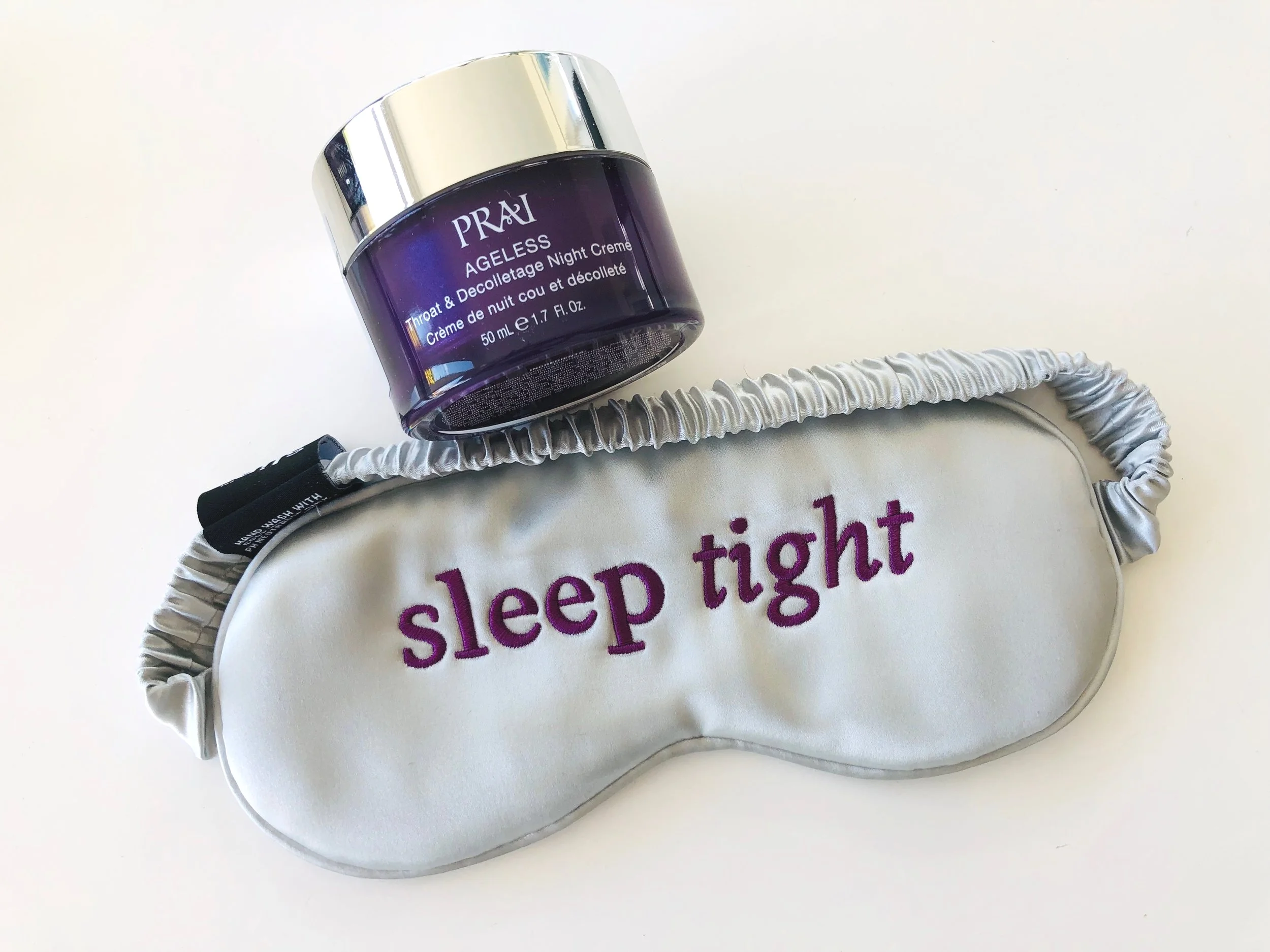 PRAI silk Sleep Tight eye bask and night creme.