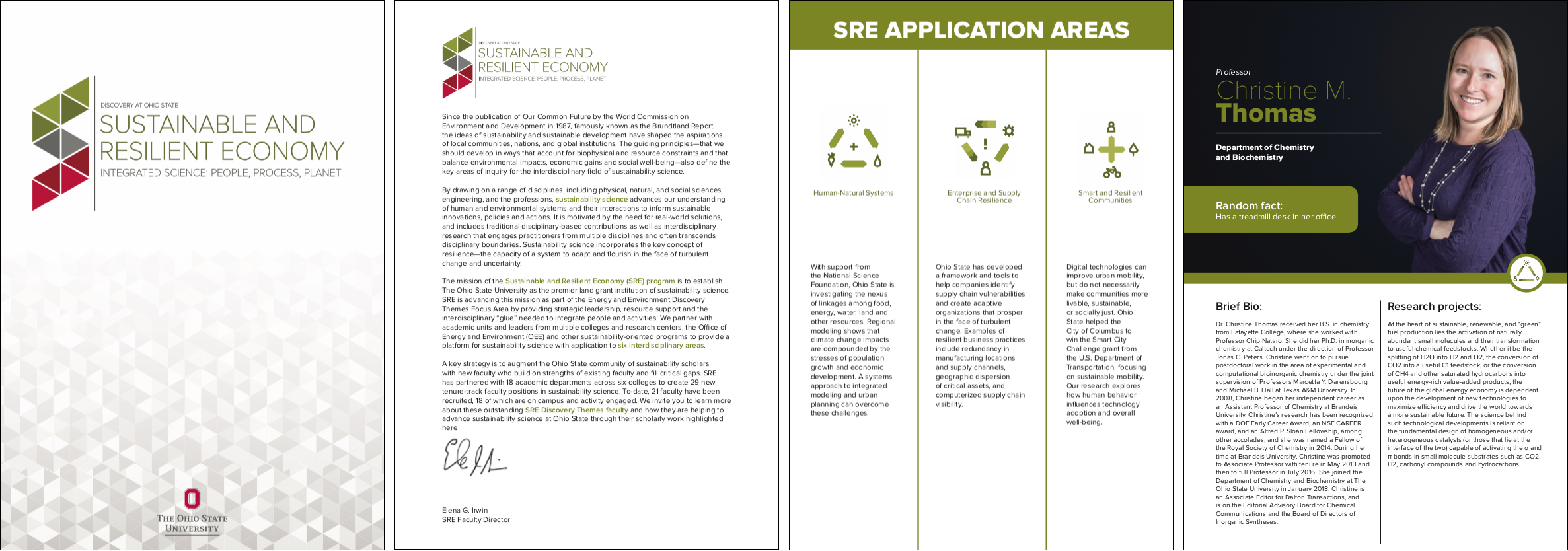 The Ohio State University, Sustainability &amp; Resilient Economy Networking Brochures Concept and design with InDesign; Photography