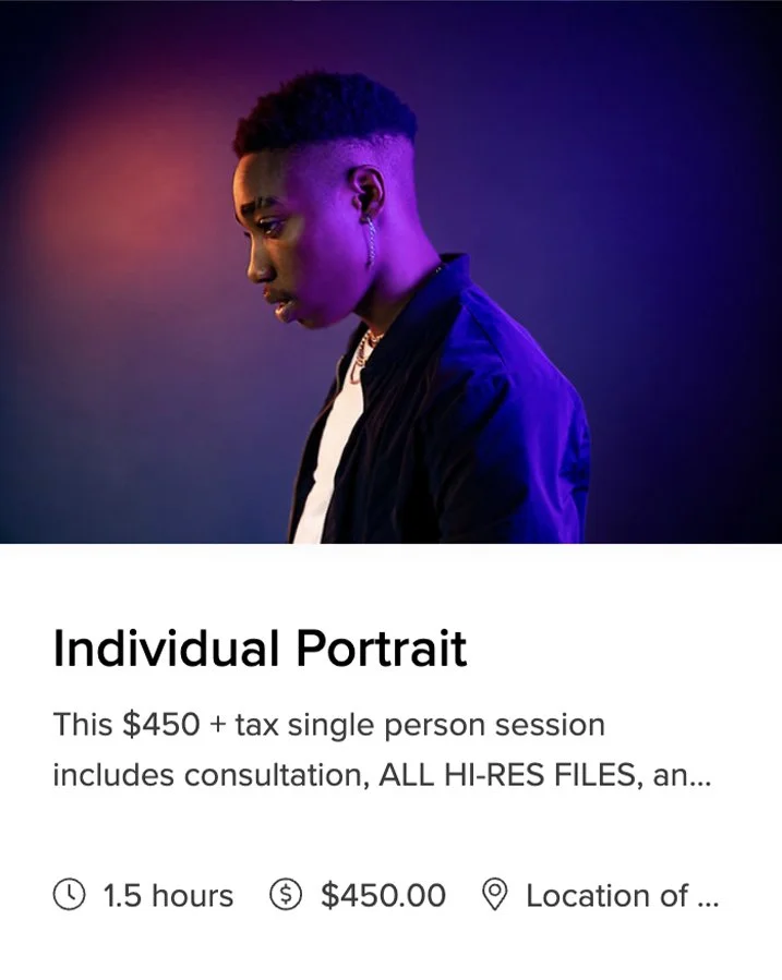 Booking Info Individual Portraits Harry Acosta Photography