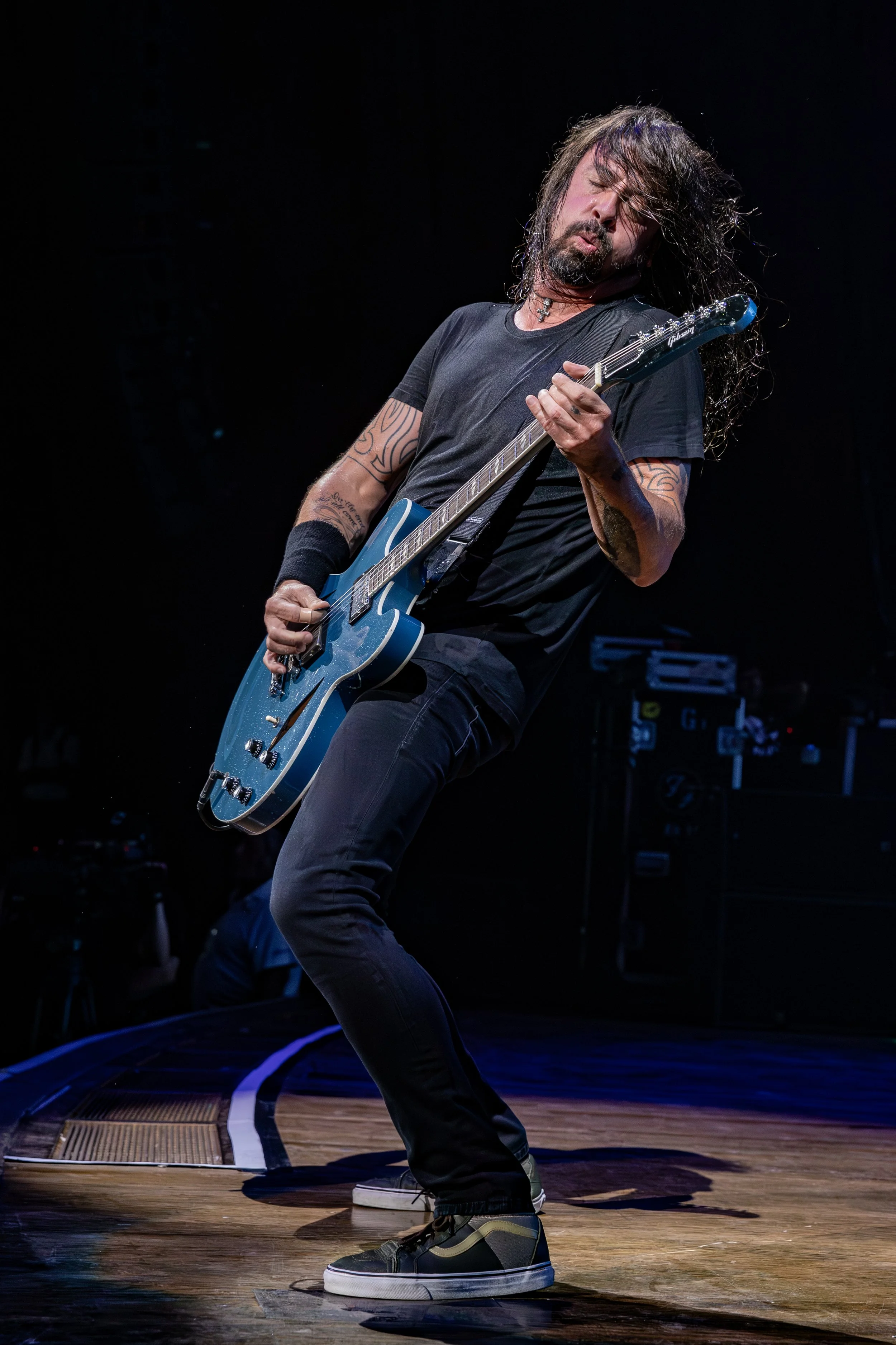 Foo Fighters' Grohl plays guitar on stage at Blossom Music Center in Cuyahoga Falls - Harry Acosta Photography