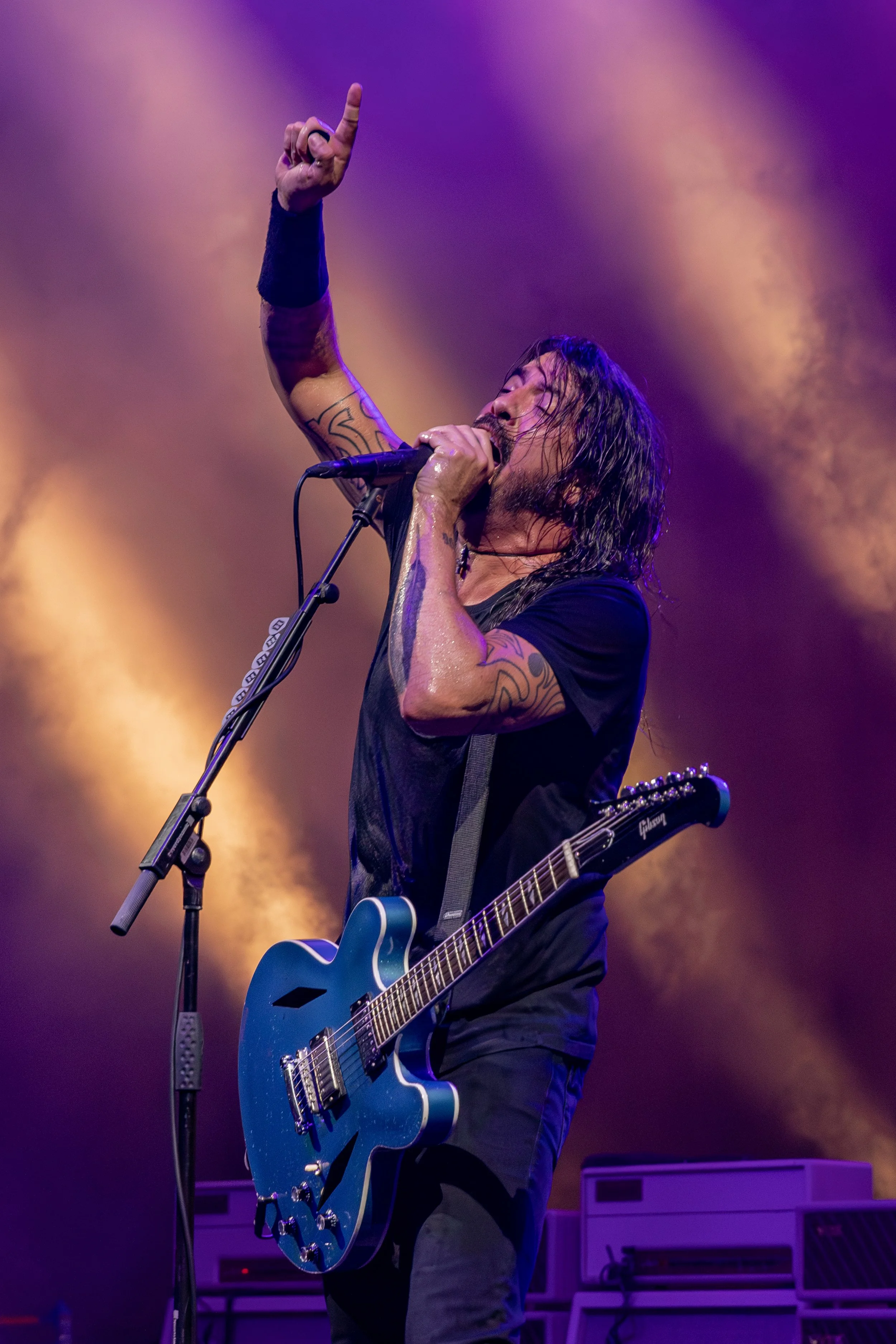 Foo Fighter's Dave Grohl addressing the crowd live at Blossom Music Center in Cuyahoga Falls, Ohio Harry Acosta Photography