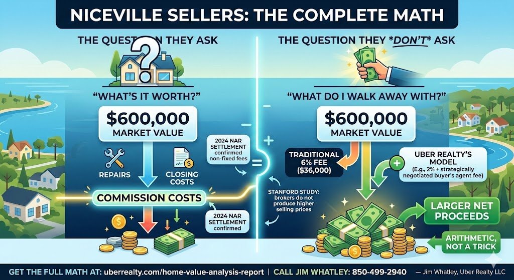 Every Niceville Seller Asks What Their Home Is Worth. Almost Nobody Asks What They'll Keep.