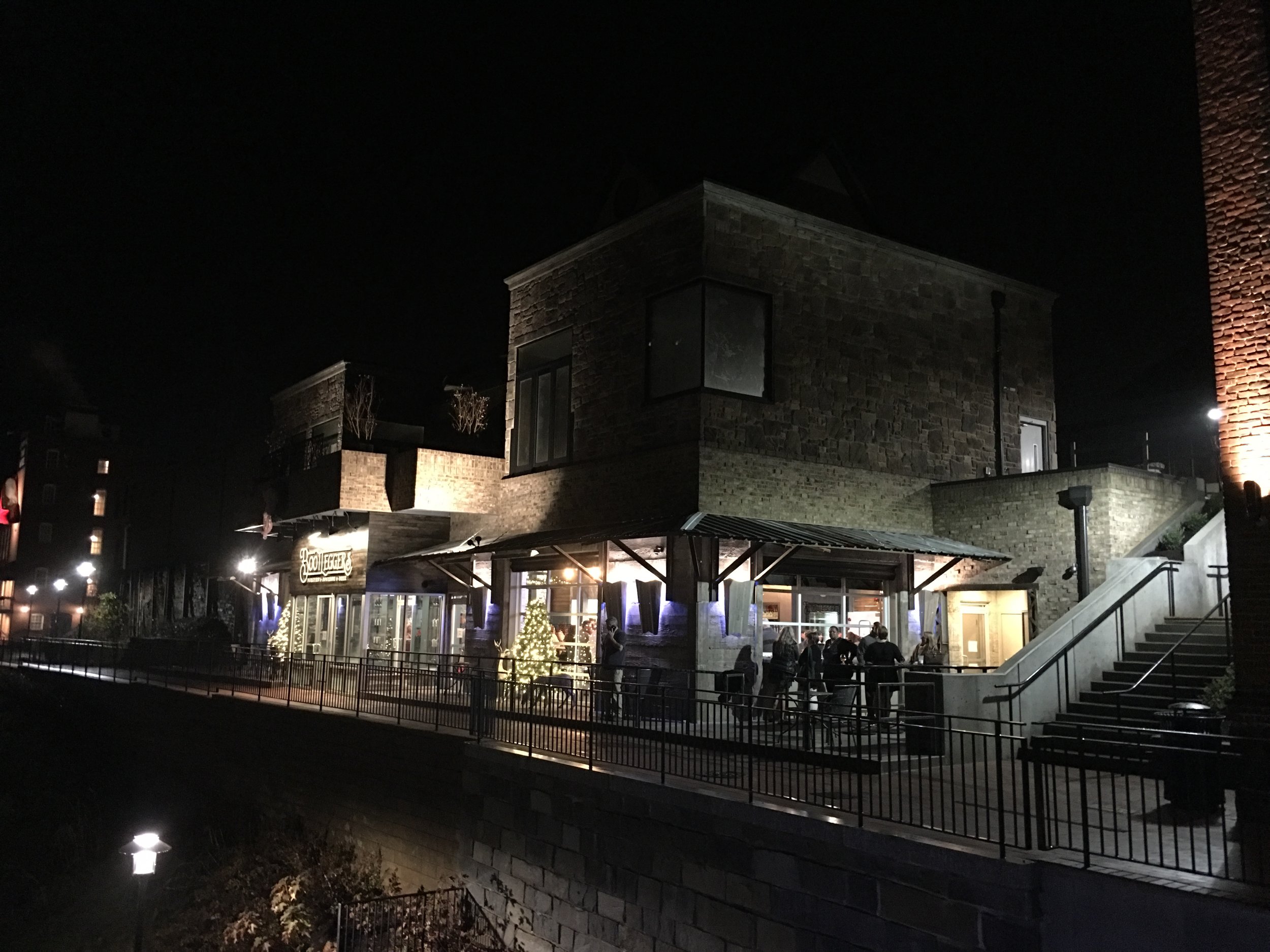 Night shot on bluff walk downtown Lynchburg VA. See photo planned proposal rendering one at top of page.
