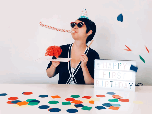  GIF made to celebrate the 1st birthday of the Japanese Maple Tree pop-up card, used in social media such as  Instagram  