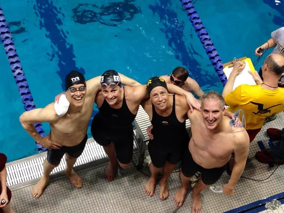 Masters World Record Holders (SCM) 400 Medley Relay: Jon Klein, Erika Braun, Frances McEachran, Jon Blank