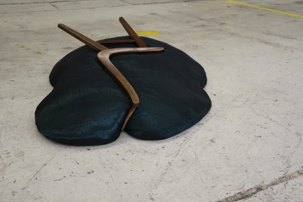Partly done / melted series 2013 various measurements wood, polyester, cotton, wax, messing
