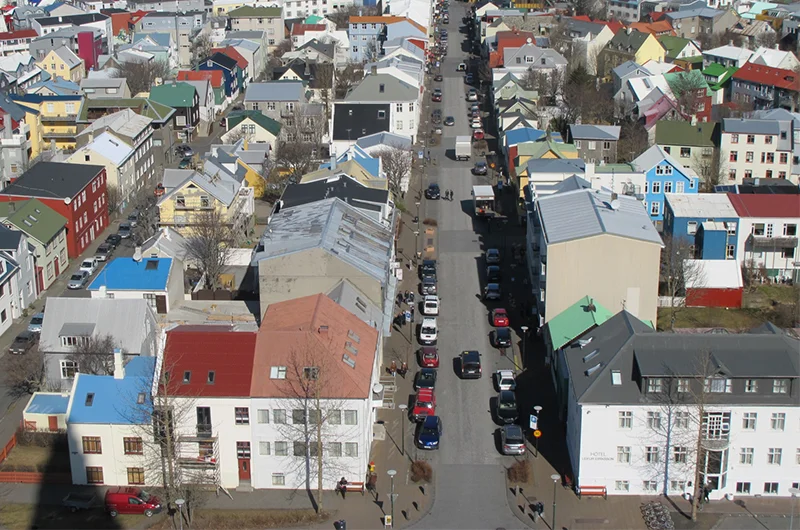 Reykjavik sett fra Hallgrimskirkj.