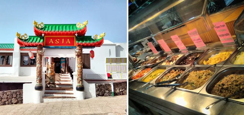 Det var overaskende mange asiatiske restauranter på Lanzarote - og de var både billige og gode! Velger du kinesisk buffe kan du som regel plukke rått kjøtt, skalldyr og fisk som de steker for deg mens du venter. Spise med feks ris eller risnulder og en god saus! Foto: Espen Døhlen