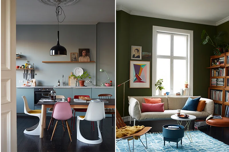 Fargerikt og koselig på kjøkkenet og i stua. Foto: Oslo Design Fair ved Siren Lauvdal