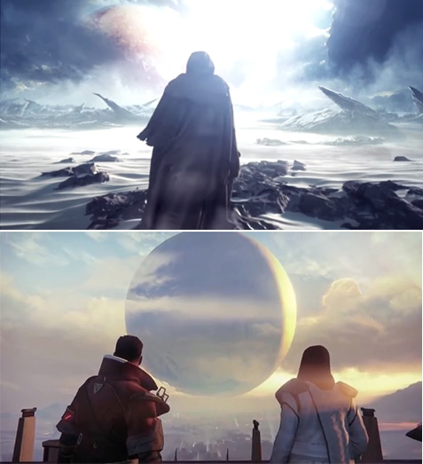 Screenshots from the 2013 trailers for the next version of Halo (now from 343Industries) and Destiny. If you look closely there's a certain similarity.