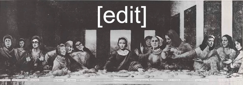 Art + Feminism Wikipedia Edit-a-Thon Last Supper header by Michael Vetter
