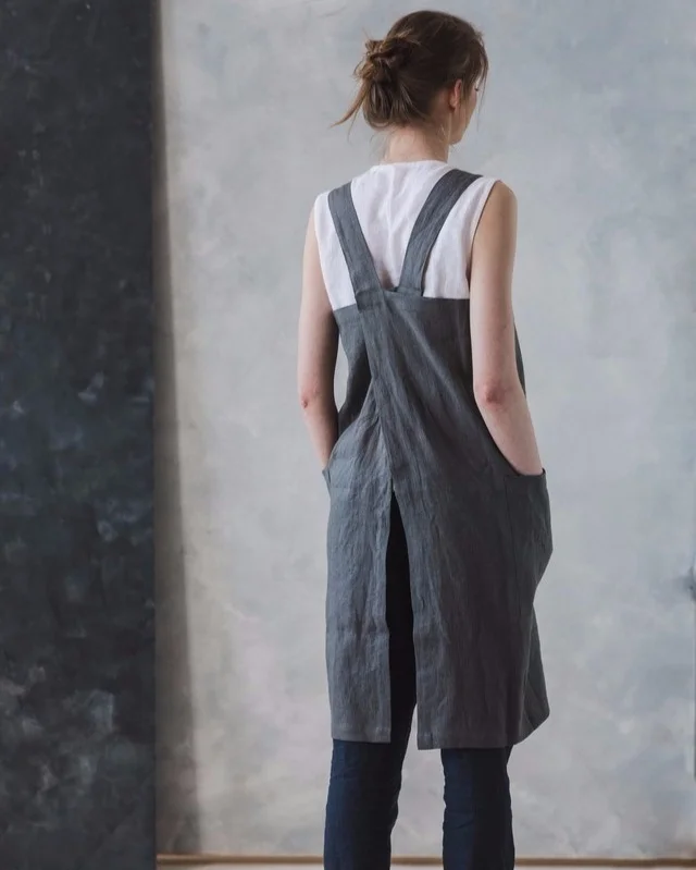Linen apron , made to order. Modern women work wear.