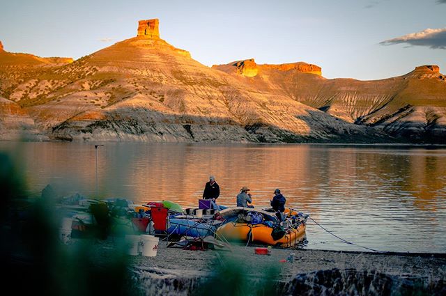 - @powell_150 - May 25th, Day 2, Flaming Gorge.
.
On day two, we linked up with Dr. Brandon McElroy who is a sedimentologist and geomorphologist who studies sedimentation rates in reservoirs. He kindly began the arduous task of towing our floatilla a