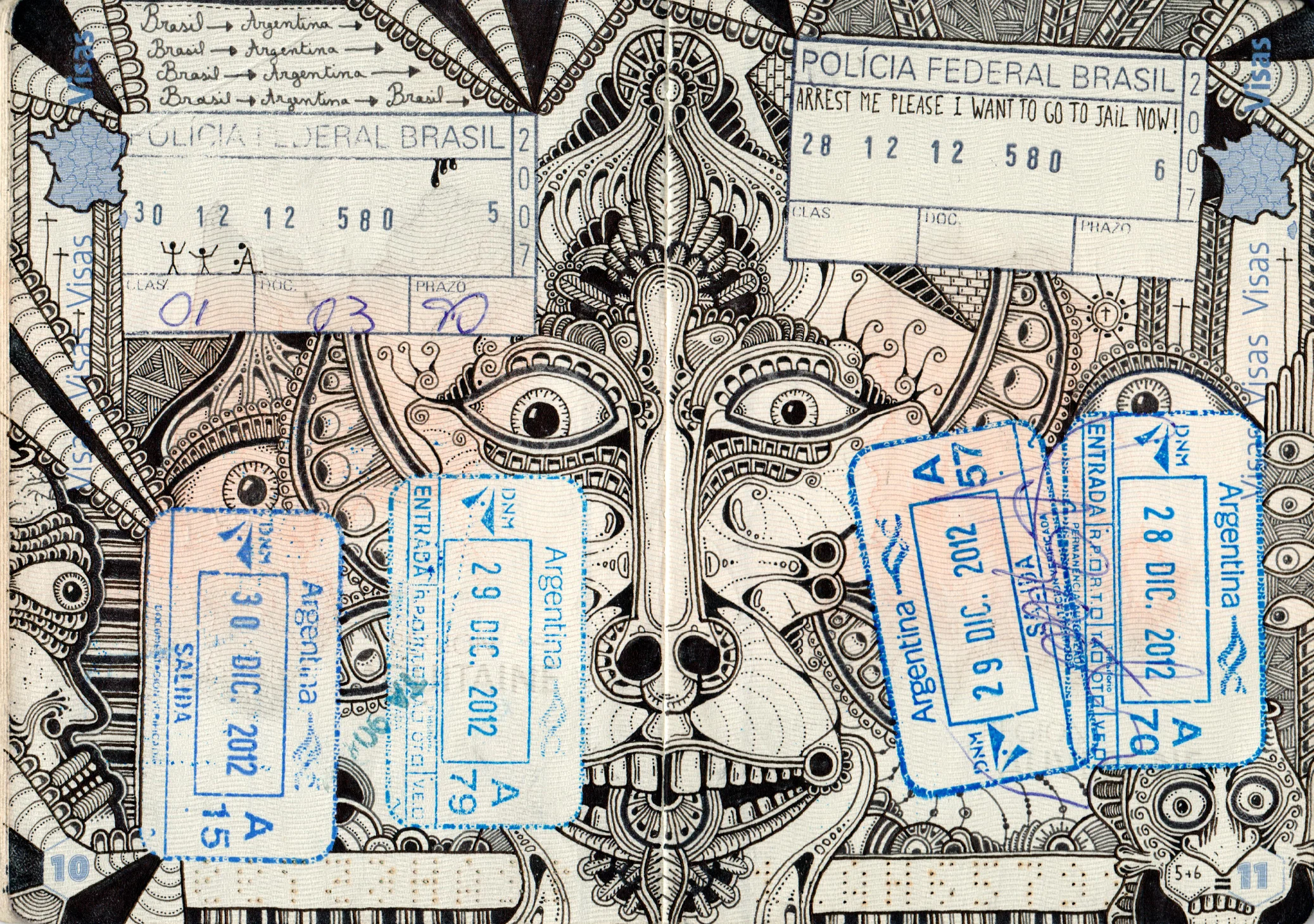 Passport drawing, 2015, Ink