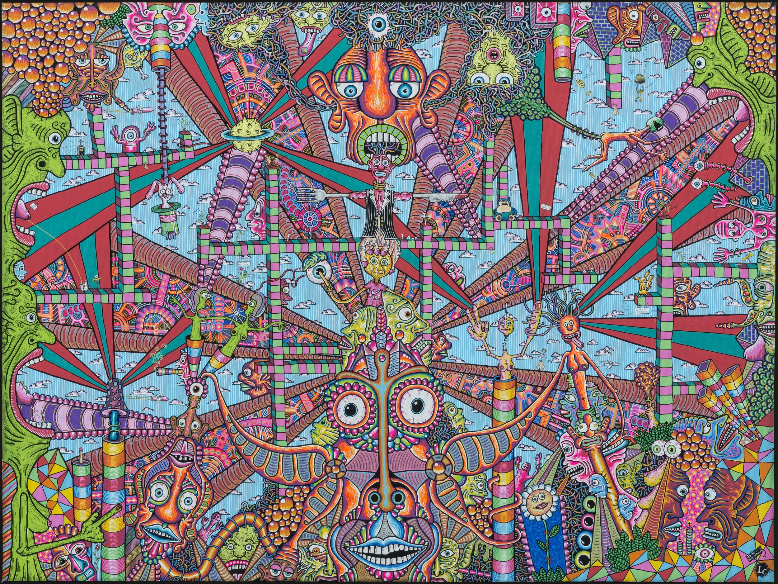 Untitled, 2015, 80x60cm, Acrylic Posca and ink on canvas