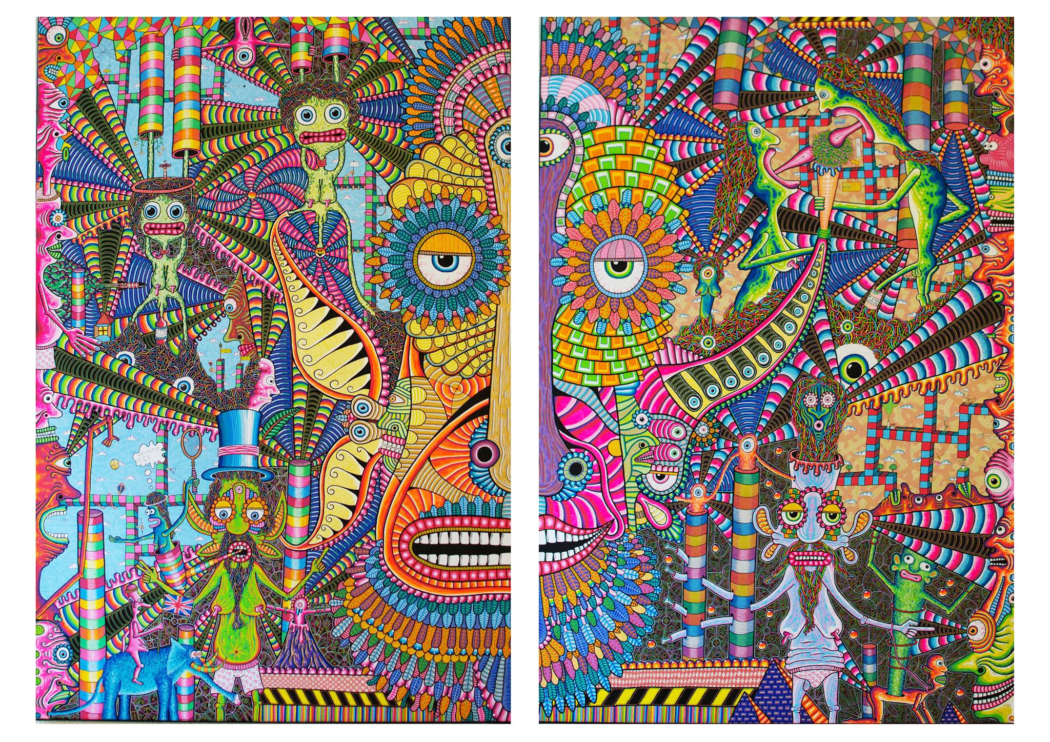 UNTITLED, 2015, 160x120CM, ACRYLIC POSCA AND INK ON CANVAS