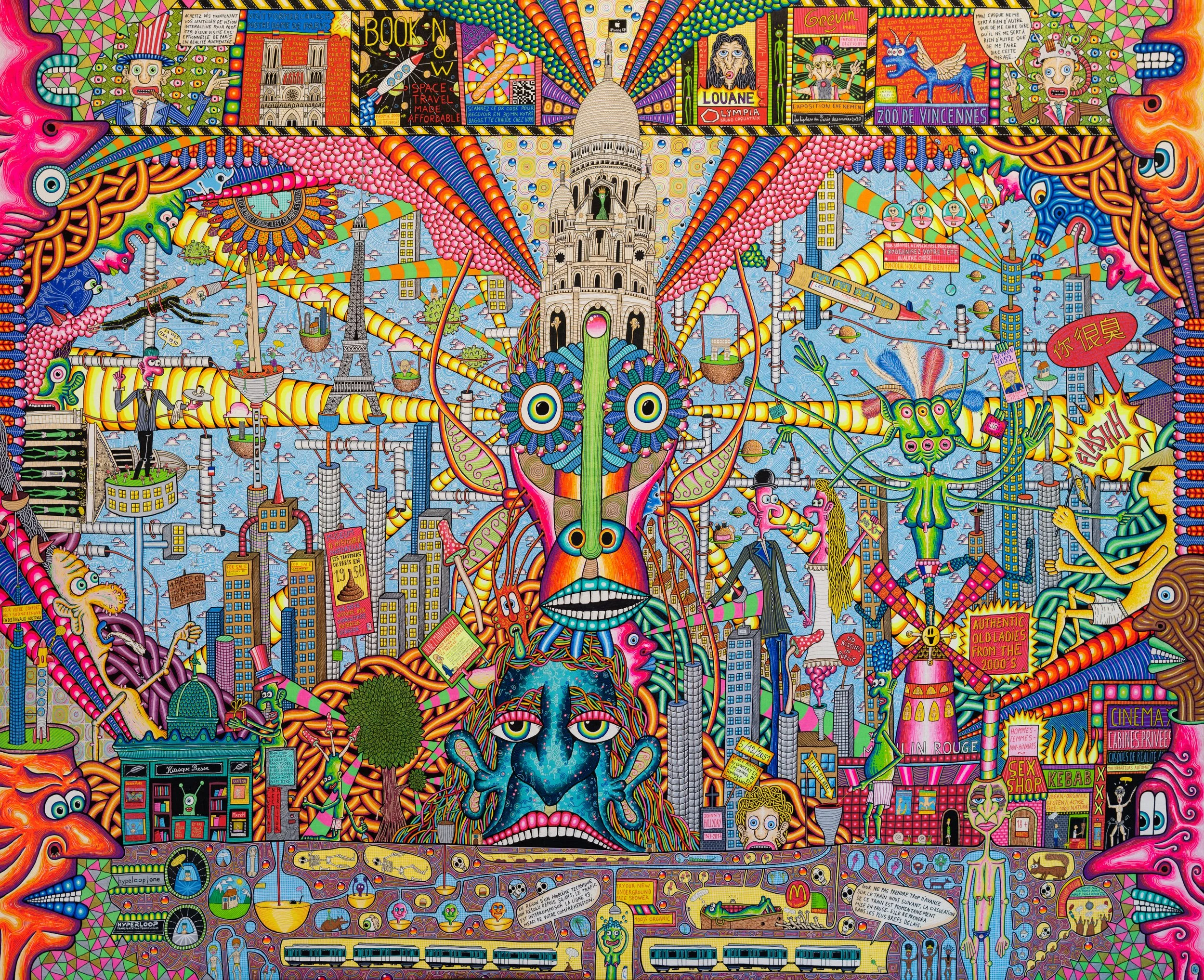 Paris 2050, 2019
Acrylique, Poscas and ink on canvas
130x162cm