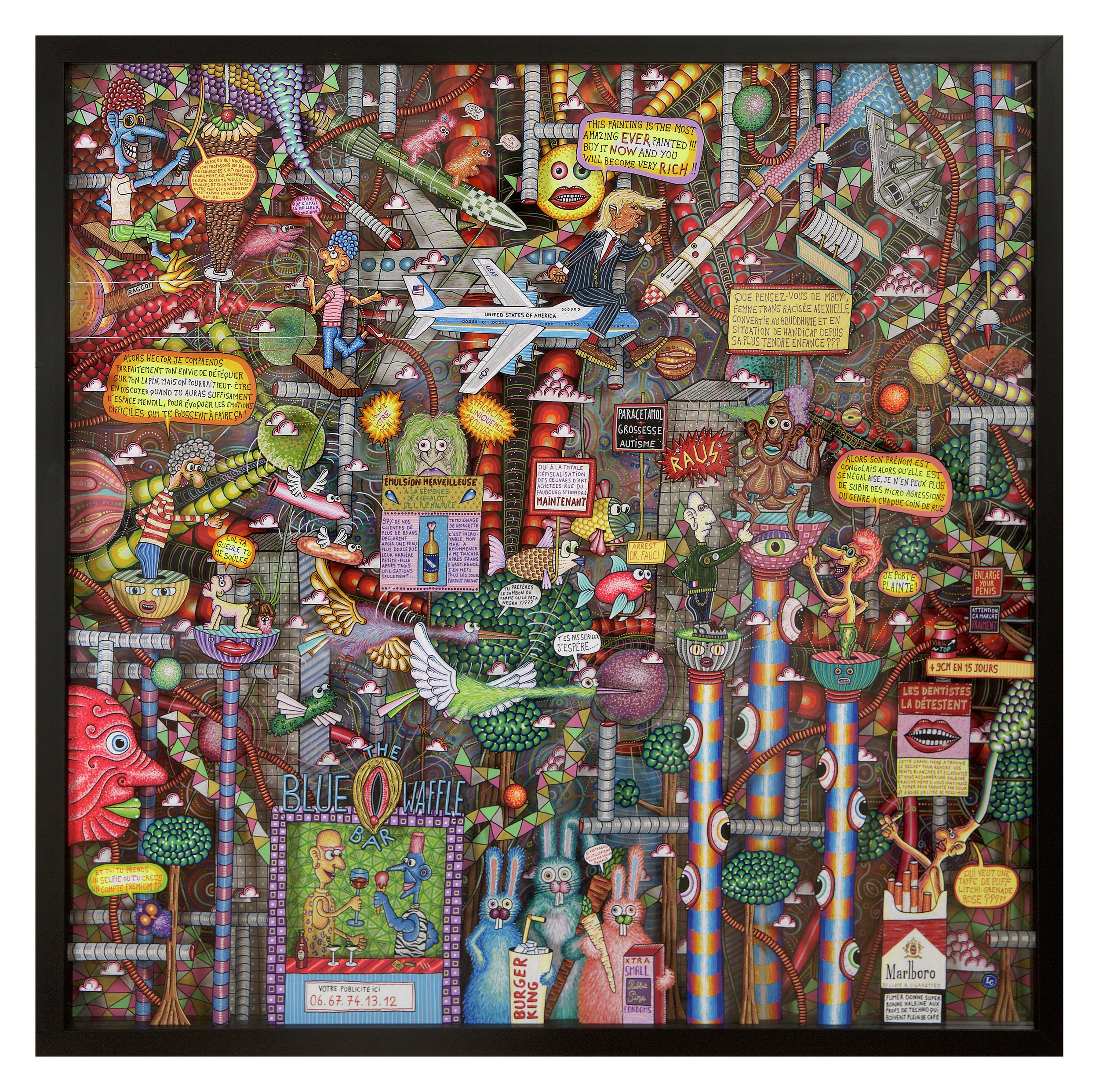 Present, 2025
Acrylic, Poscas and ink on four plexiglas layers
70x70cm