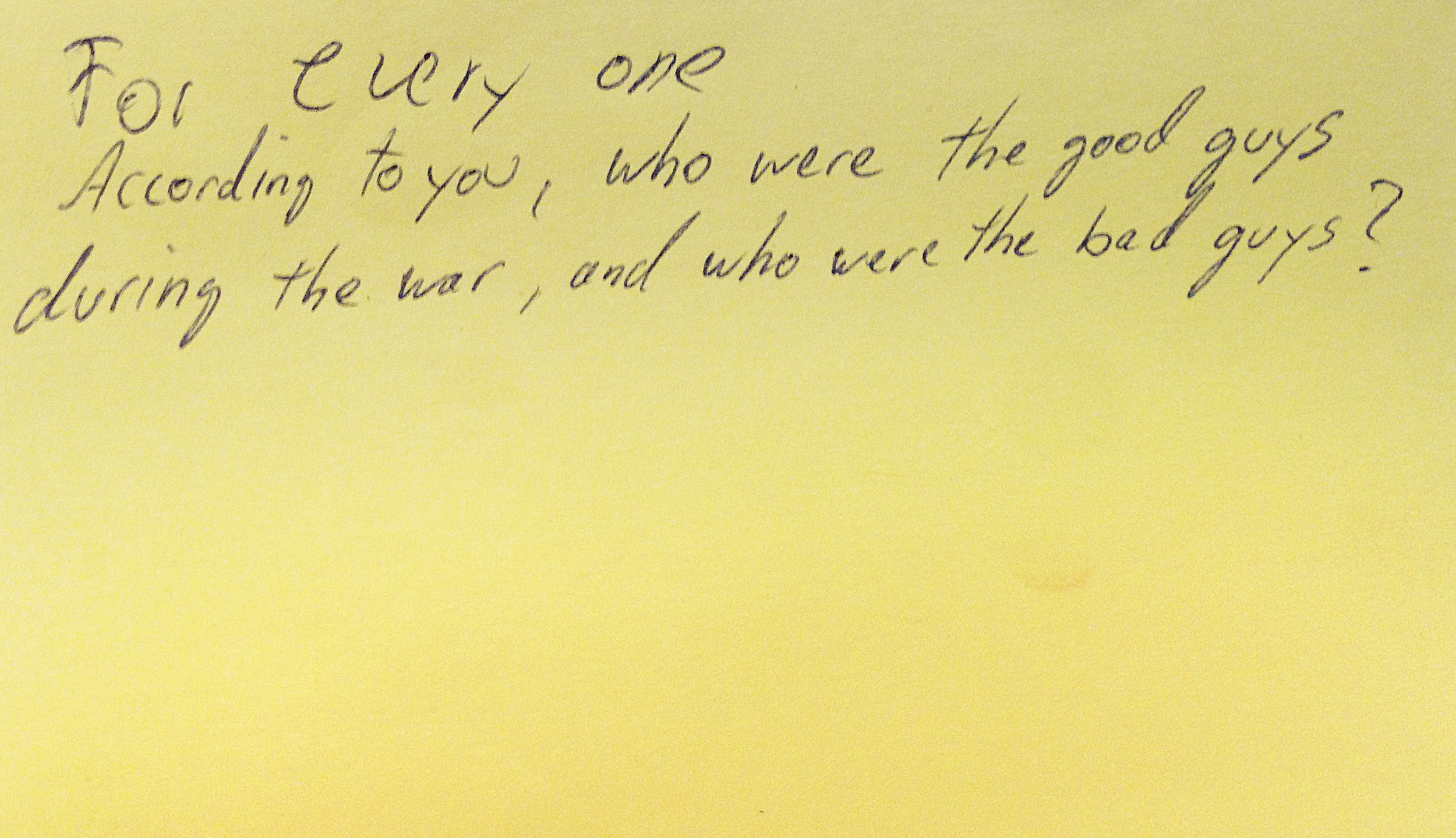 A question card written for the panel at the 25th anniversary of the Salvadoran Peace Accords in January 2015.