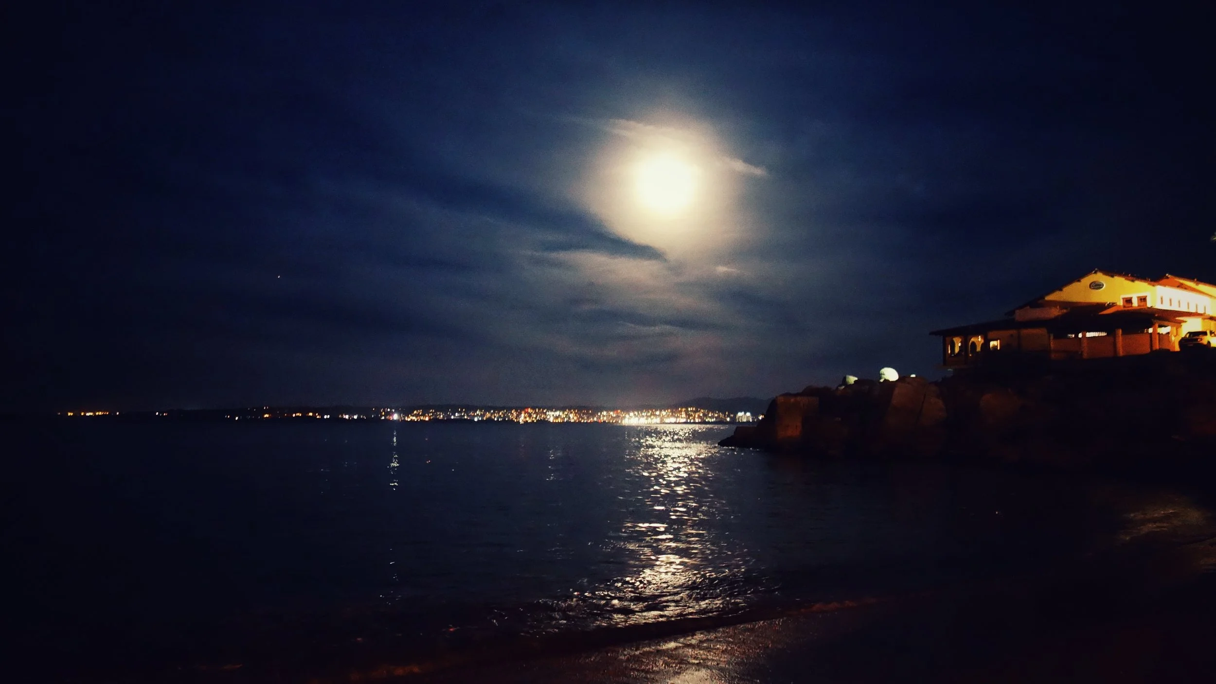 Moonlight over the harbor
