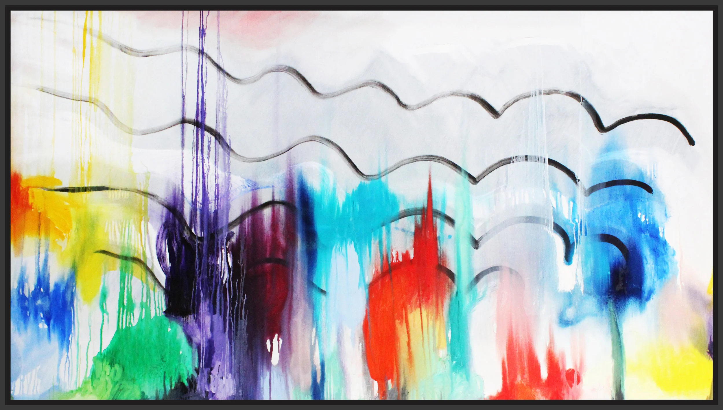 Futuristic City in Autumn, 2017, oil on canvas, 48” x 84” (122 x 213.4cm)