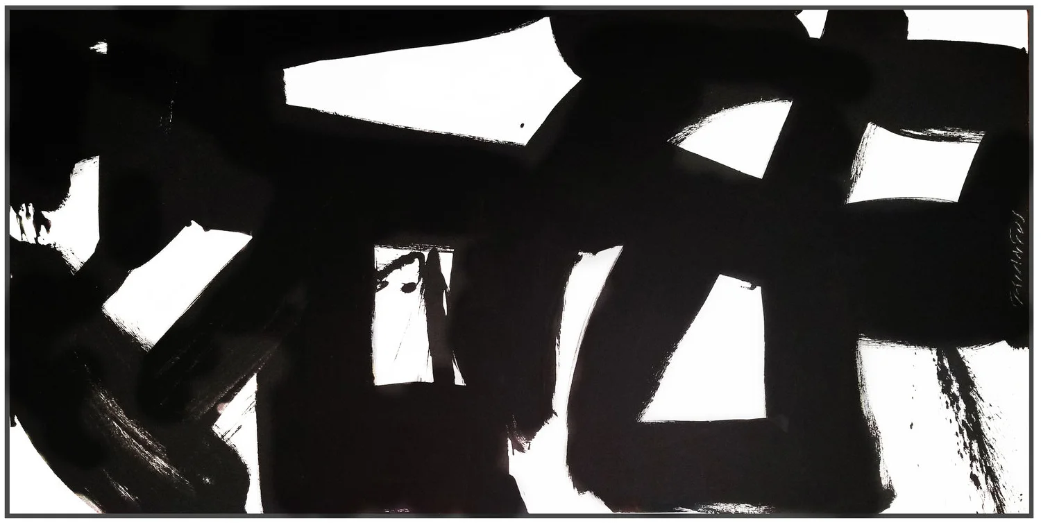 Black and White #14, 2018, acrylic on canvas, 36" x 72" (91.4 x 183 cm) in Seoul, Korea