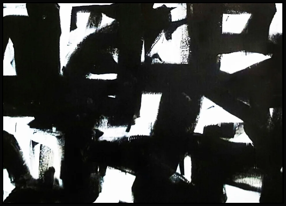 Black & White #38, 2016, enamel on canvas, 44" x 62" (112 x 157.5 cm)