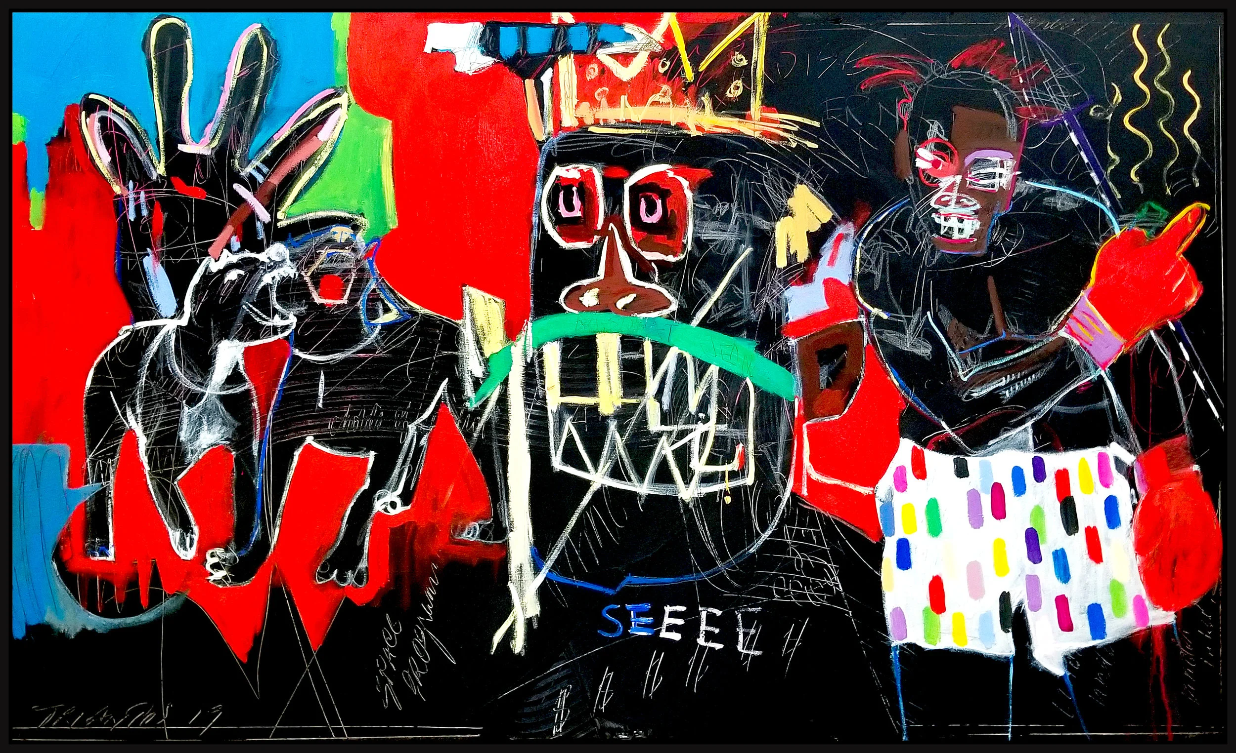 Homage Basquiat (Untitled #128) , 2019, acrylic on canvas, 36" x 60" (31.4 x 152 cm) in Seoul, Korea