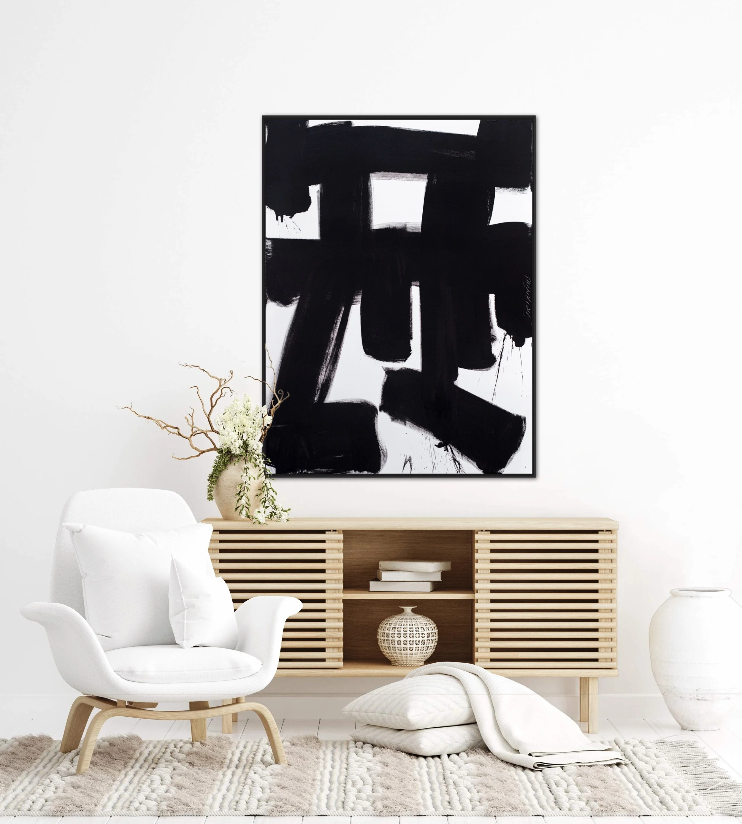 Black and White #16, 2021, acrylic on canvas, 48