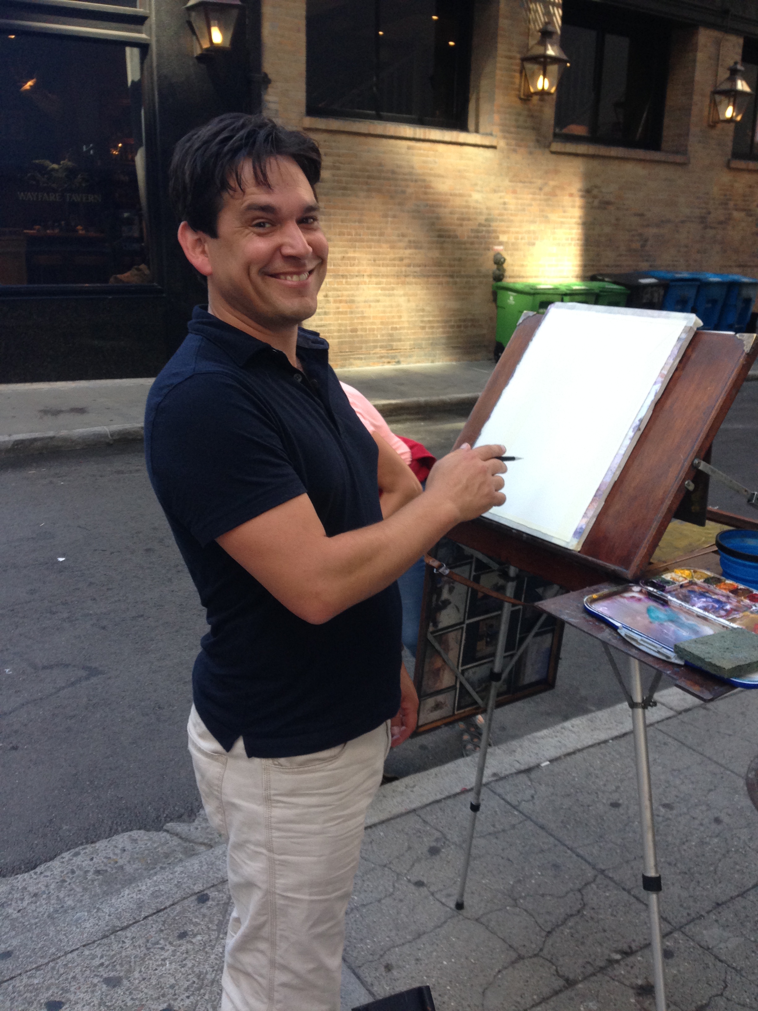 That's me, at Josephs Easel. He let some of us paint on it, now and then. ! A pretty ingenious design, btw.
