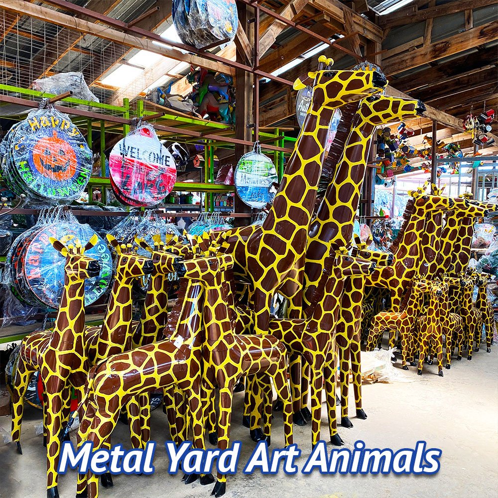Metal Giraffe Yard Art