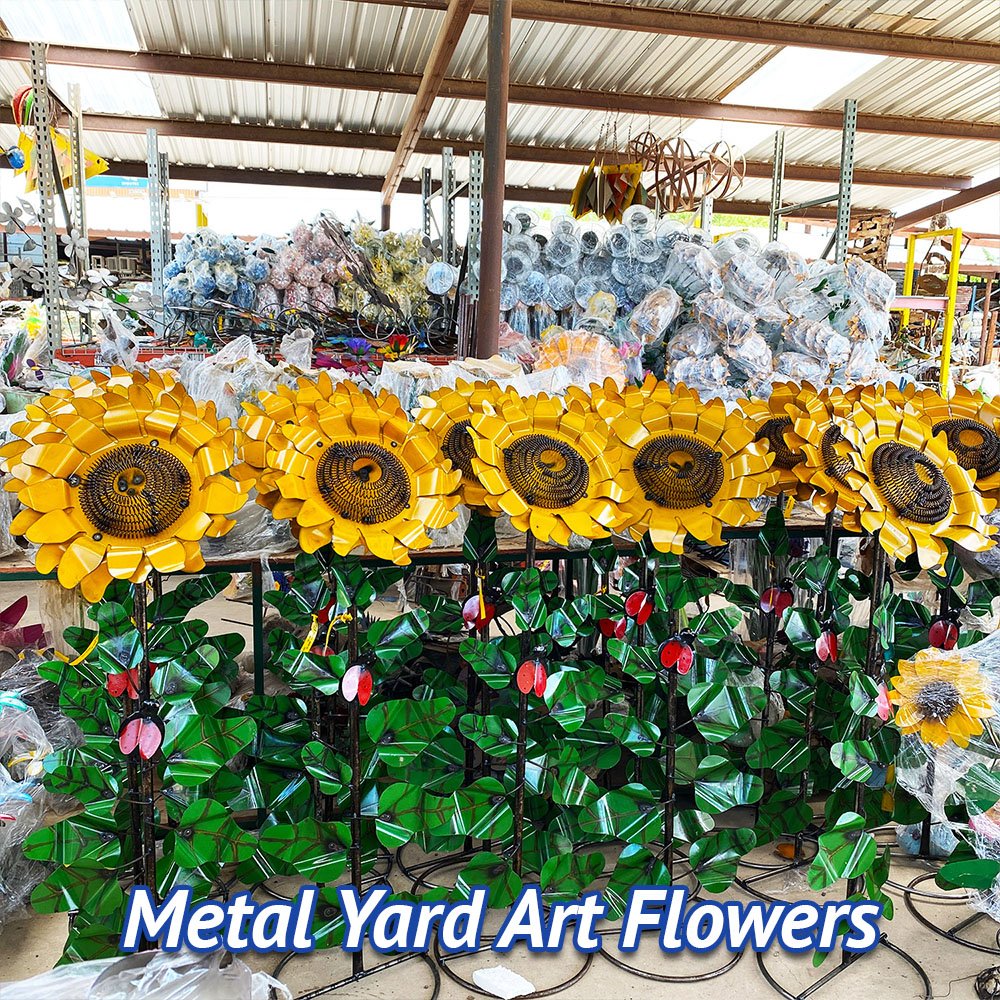 Metal Yard Art Sunflowers