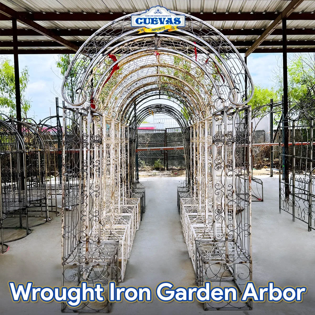 Wrought Iron Arbor with Bench
