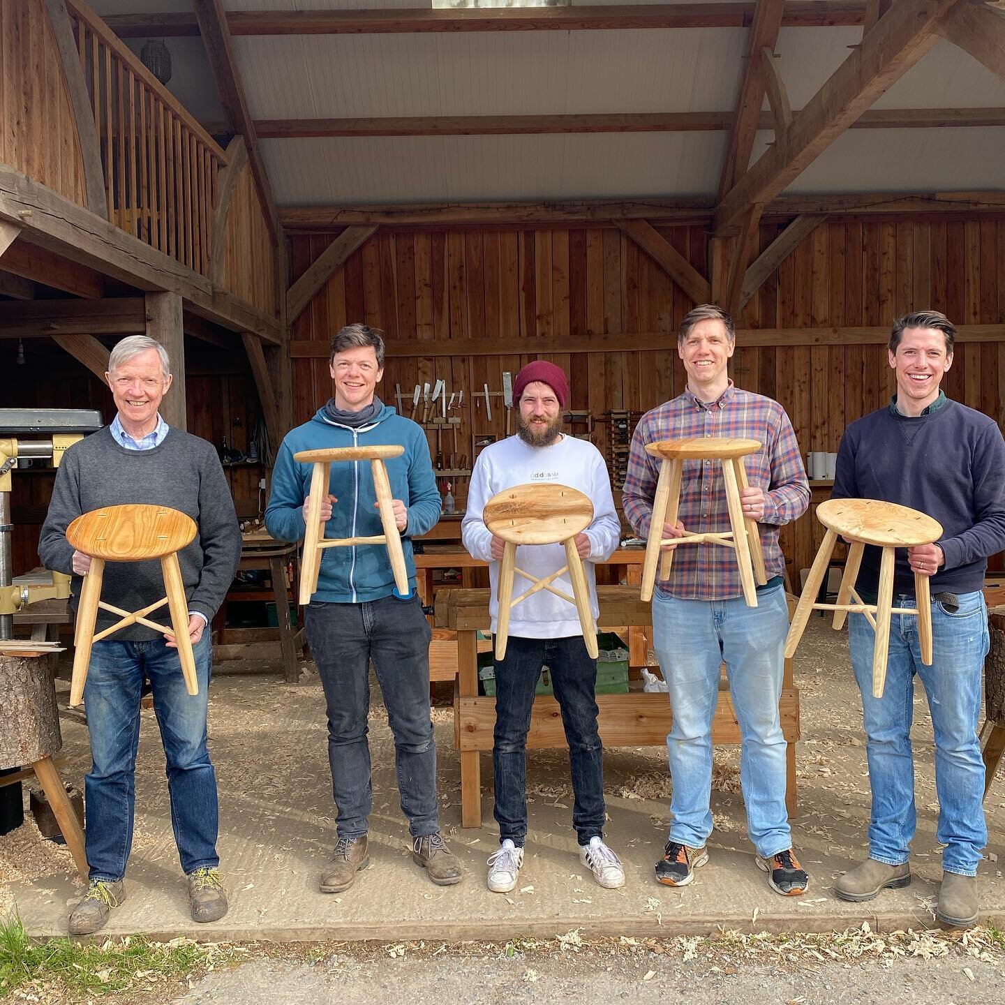 4 brothers and their dad made very fine stools on the last spring weekend course. It&rsquo;s was special to teach a family group for the first time. Such a wonderful shared experience for them all. The next courses will be in October, see website! No