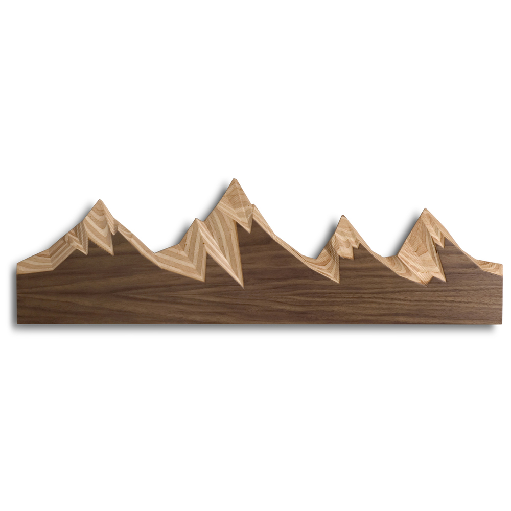 Creative Mountain Range Wall Hooks - Wood - Metal - White Snow-Capped  Design - ApolloBox