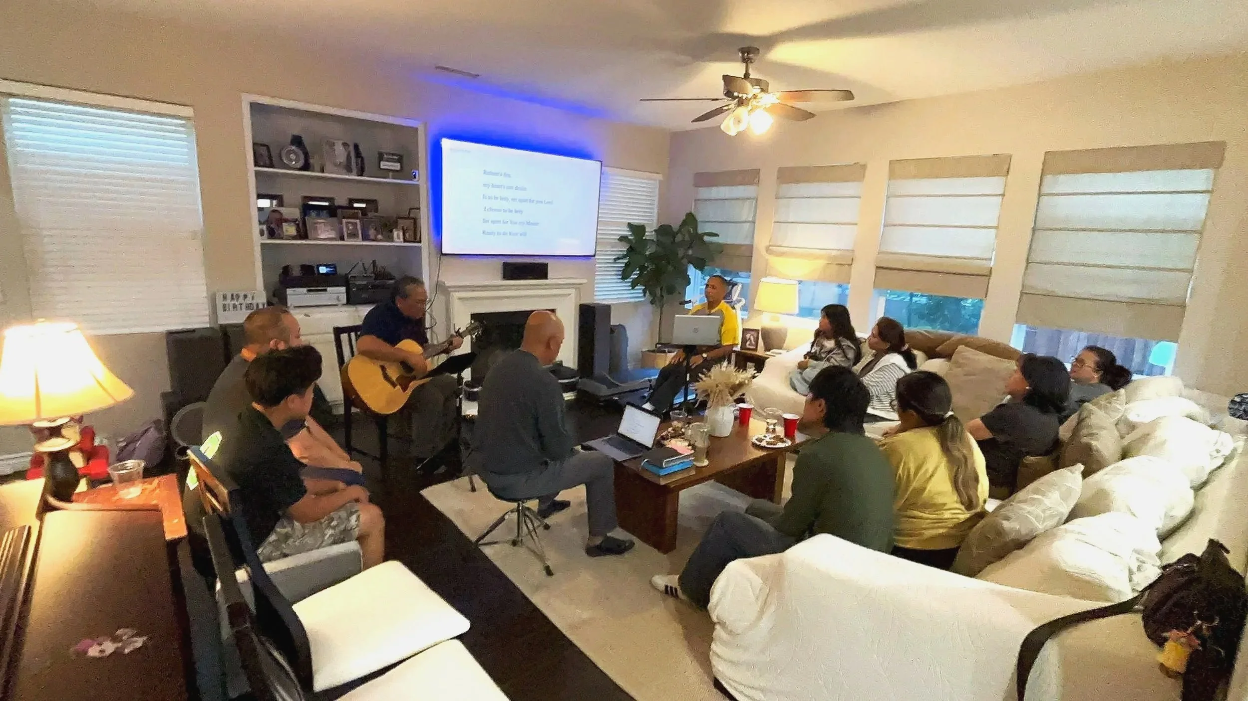   Join us for Bible Study every Friday at 7:30 PM.    Acts 2:46: "Every day they continued to meet together in the temple courts. They broke bread in their homes and ate together with glad and sincere hearts." 
