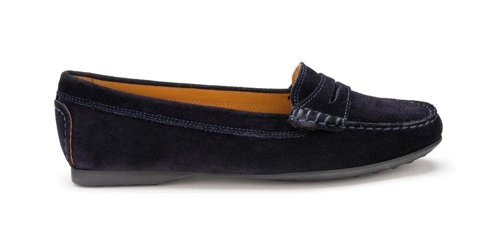 Pippa - French Navy suede loafers 