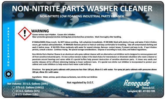 Renegade Chemicals Low Residue Parts Cleaner - Parts Washers
