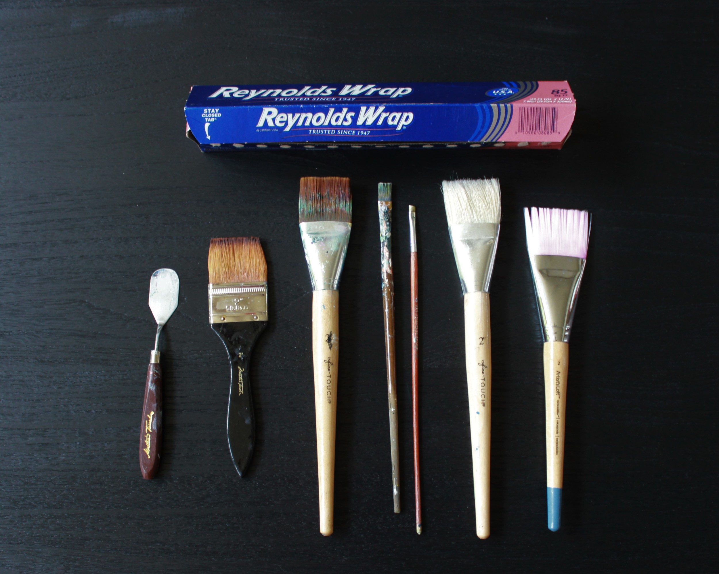 Aluminum foil makes a good inexpensive disposable palette