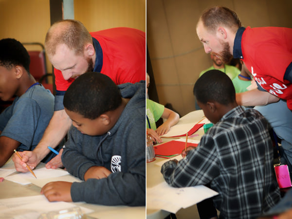 Ross Boone teaching creative writing to the youth at Camp Horizon